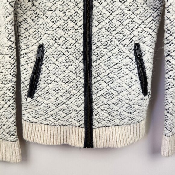 Club Monaco Wool Alpaca Knit Zip Bomber Jacket sz XS Flawed - Picture 4 of 13